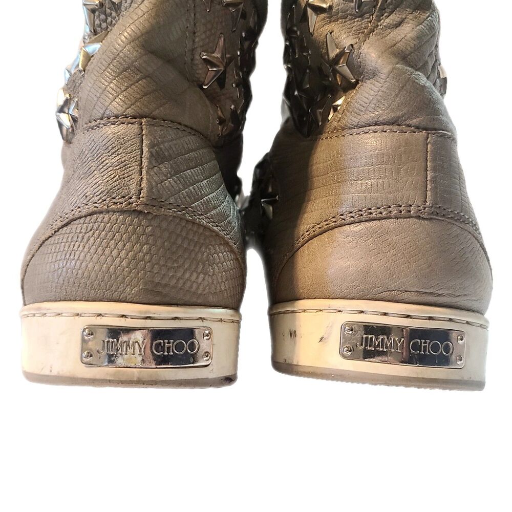 Jimmy Choo Tokyo Trainer Sneakers EU 35/US 5 Gray Star Studded High Top Italy - Picture 7 of 10